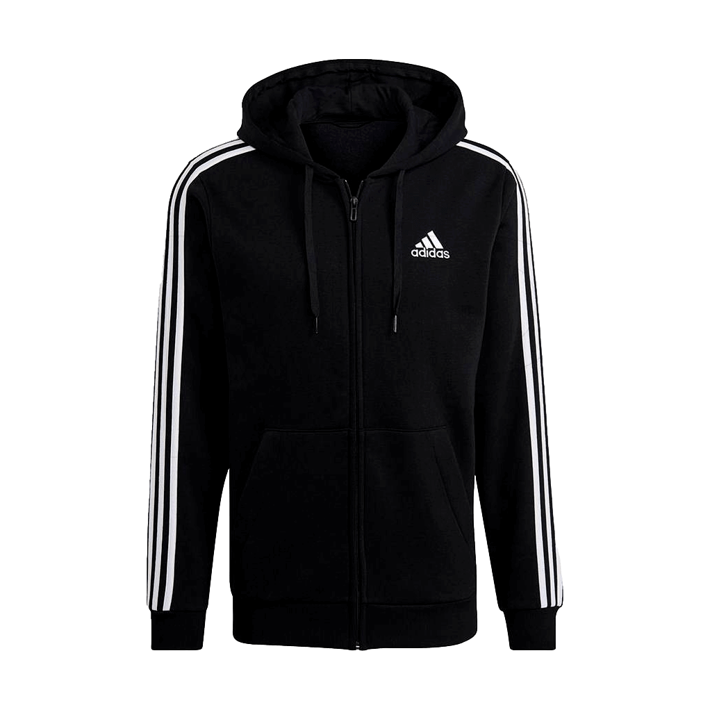 Adidas, Adidas Essentials 3 Stripe Fleece Full Zip Hoodie